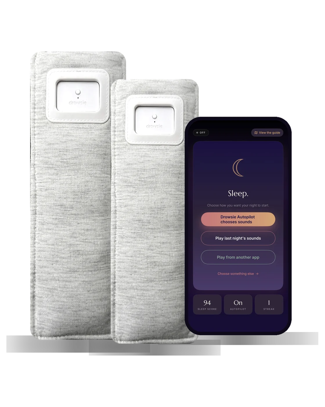 Two Drowsie V3 speakers and the Drowsie app