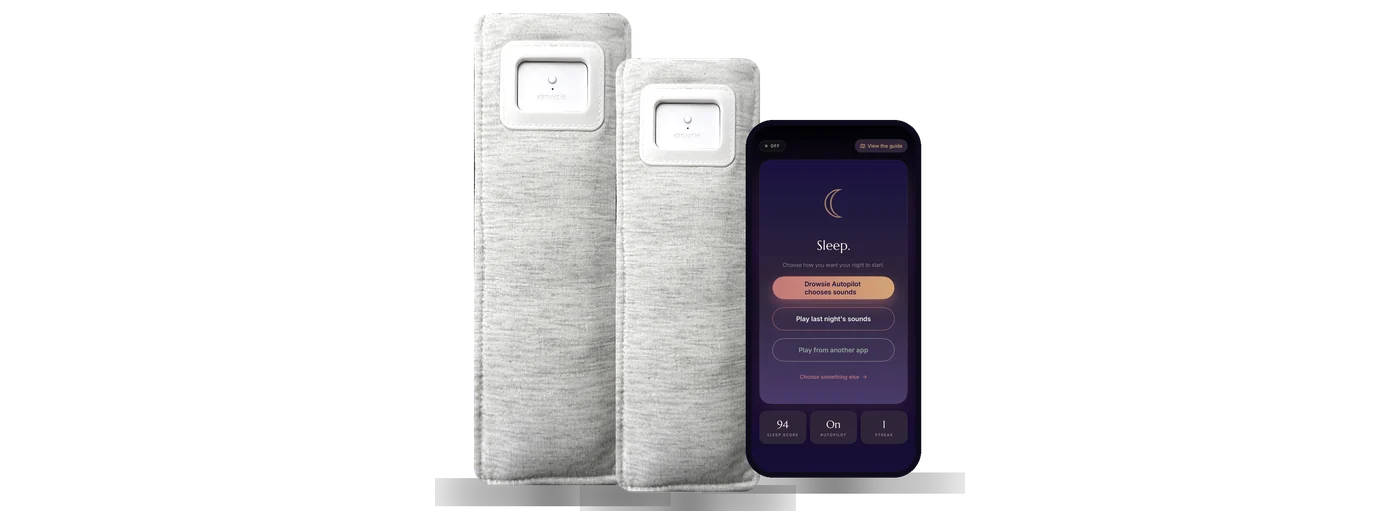 Two Drowsie V3 speakers and the Drowsie app
