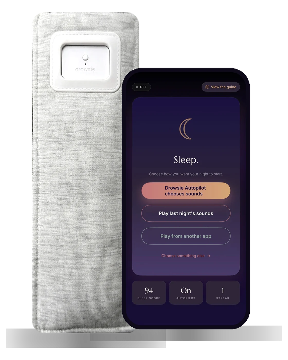 The Drowsie V3 speaker and the Drowsie app
